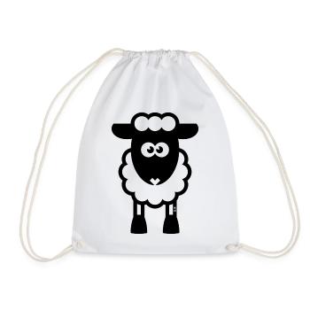 Schaf / Schäfchen / Lamm / Lämmchen / Black (POS) - Turnbeutel - Weiß - Vorne