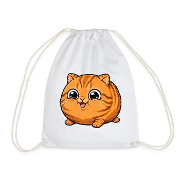 Super süße runde orangefarbene Katze - Turnbeutel - Weiß - Vorne