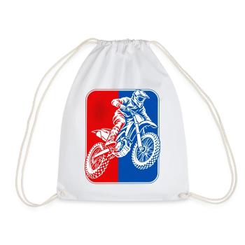 Motocross-Rider RotBlau Kontrast - Turnbeutel - Weiß - Vorne
