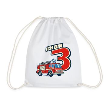 3. Geburtstag Feuerwehr - Turnbeutel - Weiß - Vorne