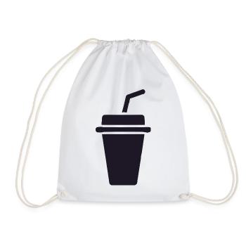 Kaffee-Becher Silhouette mit Stroh - Turnbeutel - Weiß - Vorne