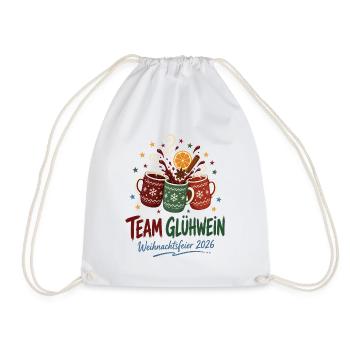 Team Glühwein – Weihnachtsfeier 2026 Gruppenshirt - Turnbeutel - Weiß - Vorne
