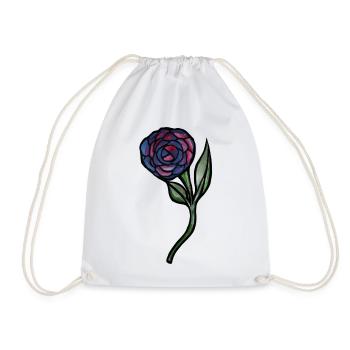 Blaues Rosen-Aquarell auf Schwarz - Turnbeutel - Weiß - Vorne