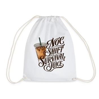 NOC Shift Survival Juice Typografie Iced Coffee - Turnbeutel - Weiß - Vorne