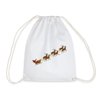 Weihnachtsschlitten - Turnbeutel - Weiß - Vorne