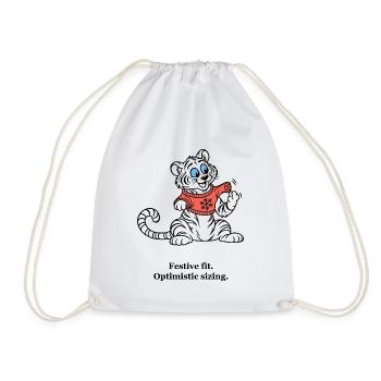 Christmas Tiger probiert einen optimistischen Pullover - Turnbeutel - Weiß - Vorne
