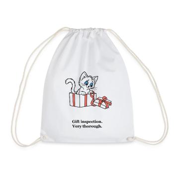 Weihnachtskätzchen inspiziert eine Geschenkbox - Turnbeutel - Weiß - Vorne