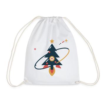 Tannenbaum auf Sternenreise – Weihnachtsrakete - Turnbeutel - Weiß - Vorne
