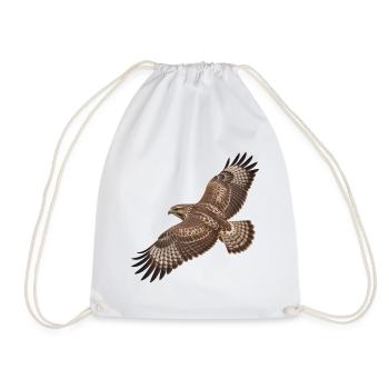 Mäusebussard im Flug – naturgetreues Vogelmotiv - Turnbeutel - Weiß - Vorne