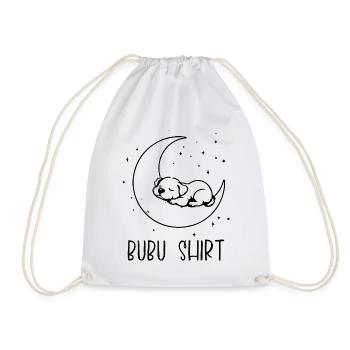 Bubu Shirt – Schlafendes Baby auf Mond, Schwarz - Turnbeutel - Weiß - Vorne