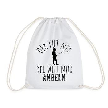 Der tut nix, der will nur angeln – Schwarz - Turnbeutel - Weiß - Vorne