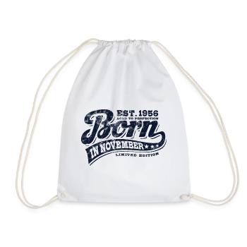 Born in November 1956 - Geburtstag - Geschenk - Turnbeutel - Weiß - Vorne