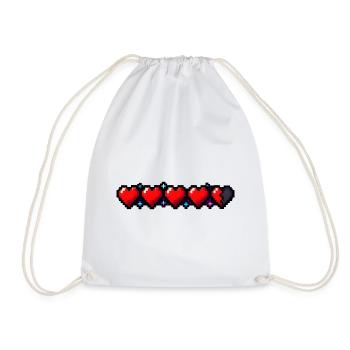 Pixel Art Herzen Health Bar Retro Gamer T-Shirt - Turnbeutel - Weiß - Vorne