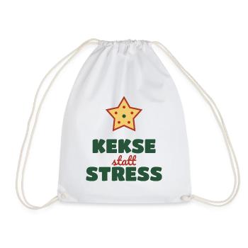 Kekse statt Stress – Plätzchen Weihnachten - Turnbeutel - Weiß - Vorne