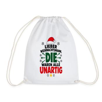 Lieber Weihnachtsmann – Festtage Humor - Turnbeutel - Weiß - Vorne