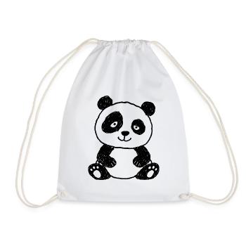 Niedlicher Panda im Kinder-Kritzelstil - Turnbeutel - Weiß - Vorne