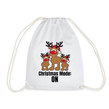 Christmas Mode ON – Lustige Weihnachtselche - Turnbeutel - Weiß - Vorne