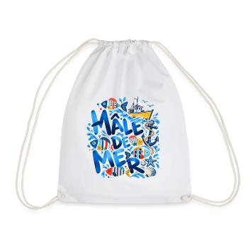 Männlicher Sea Nautical Illustrated Ocean Blue - Turnbeutel - Weiß - Vorne