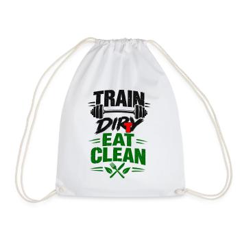 Train, Dirty Eat Clean Fitness Langhanteldesign - Turnbeutel - Weiß - Vorne