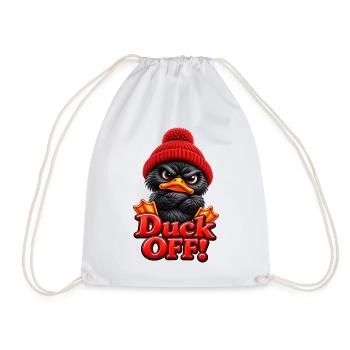 Grimmige Ente mit Mütze Duck Off - Turnbeutel - Weiß - Vorne