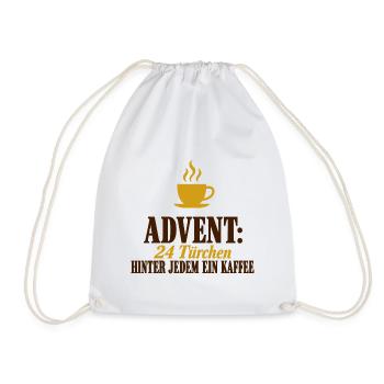 Advent Kaffee 24 Türchen Adventskalender Spruch - Turnbeutel - Weiß - Vorne