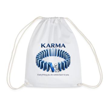 Karma Spruch Domino Effekt Alles kommt zurück - Turnbeutel - Weiß - Vorne