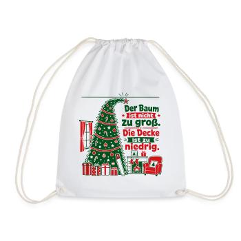 Lustiger Weihnachtsbaum zu groß Papa Spruch - Turnbeutel - Weiß - Vorne