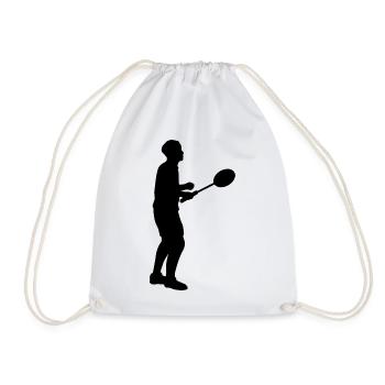 Badminton Spieler Silhouette - Turnbeutel - Weiß - Vorne