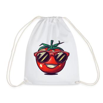 Lachende Tomate mit roter Sonnenbrille - Turnbeutel - Weiß - Vorne