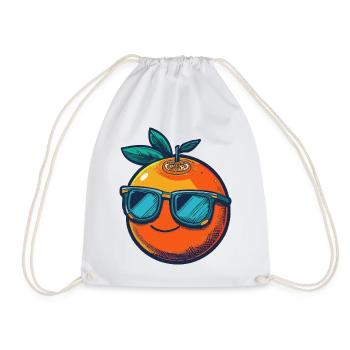 Orange mit blauer Sonnenbrille und Lächeln - Turnbeutel - Weiß - Vorne