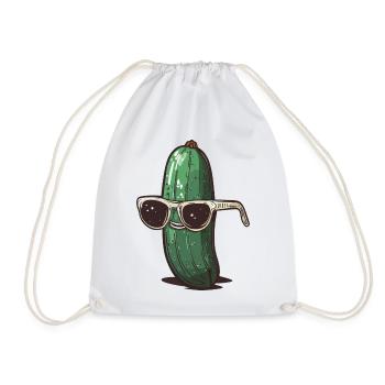 Coole Gurke mit Sonnenbrille - Turnbeutel - Weiß - Vorne