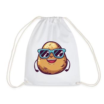 Lachende Kartoffel mit Sonnenbrille - Turnbeutel - Weiß - Vorne