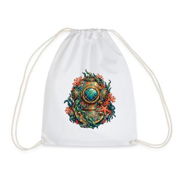 Steampunk-Taucherhelm mit Korallen und Seesternen - Turnbeutel - Weiß - Vorne