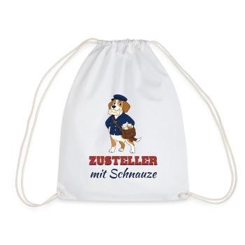 Zusteller mit Schnauze – Beagle Postbote - Turnbeutel - Weiß - Vorne