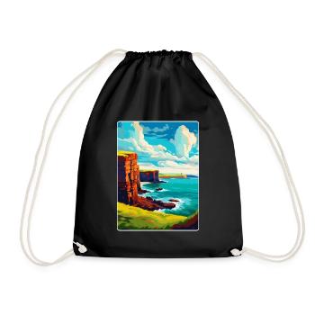 Orkney Islands Scotland Uk Travel Poster Souvenir - Drawstring Bag - black - Front