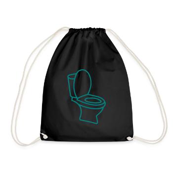 Klo WC Toilette - Turnbeutel - Schwarz - Vorne