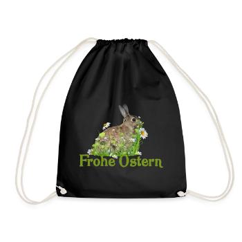 Frohe Ostern - Turnbeutel - Schwarz - Vorne