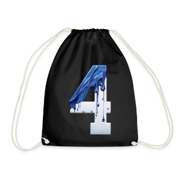 NR. 4 NUMMER 4 BLAU WEIß 4. GEBURTSTAG - Turnbeutel - Schwarz - Vorne