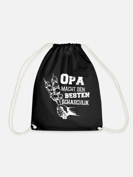 Opa macht den besten Schaschlik Grill Geschenk - Turnbeutel - Schwarz