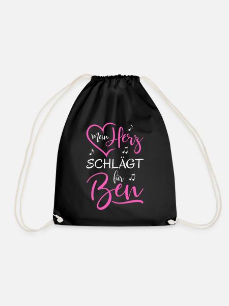 Mein Herz schlägt für Ben - Turnbeutel - Schwarz