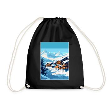 Val Thorens Frankreich Vintage Reiseplakat Souvenir - Turnbeutel - Schwarz - Vorne
