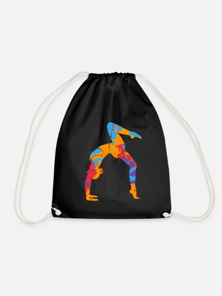 Turnerin bunt Gymnastik Handstand Kinder Turnen - Turnbeutel - Schwarz