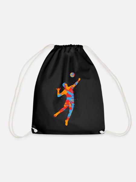 Volleyball Spieler Bunt Kinder Volleyballer Jungen - Turnbeutel - Schwarz