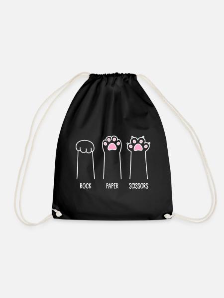 Rock Paper Scissors - Cat Paws - Drawstring Bag - black