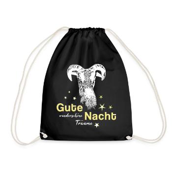 Schaf Schafbock gute Nacht - Turnbeutel - Schwarz - Vorne