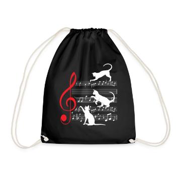 Cat Cats Sheet Music Musician - Drawstring Bag - black - Front