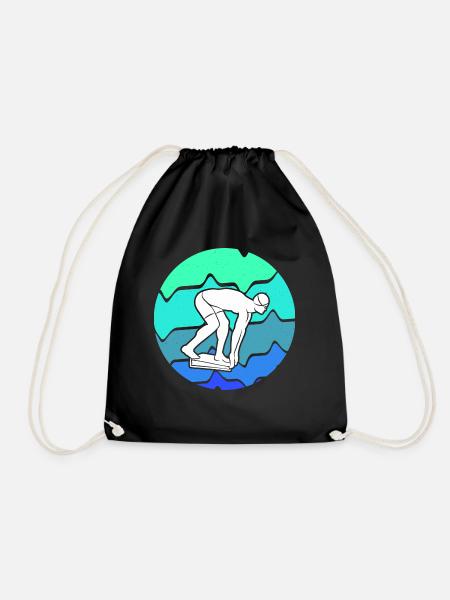 Schwimmer Schwimmen Schwimmsport Schwimm Jungen - Turnbeutel - Schwarz