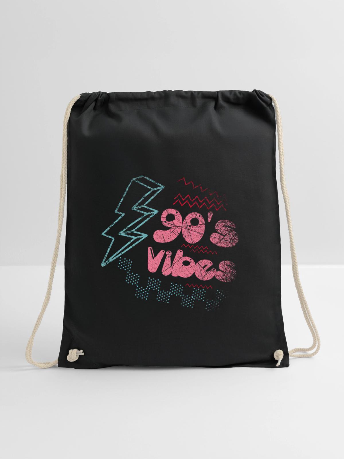 90's Vibes 90er 90s - Turnbeutel - Schwarz - Vorne