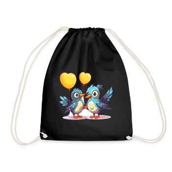Jay Birds Kawaii Cartoon Haustier spielt mit Luftballons - Turnbeutel - Schwarz - Vorne