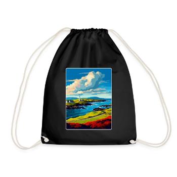Isle Of Islay Scotland Uk Travel Poster Souvenir - Drawstring Bag - black - Front